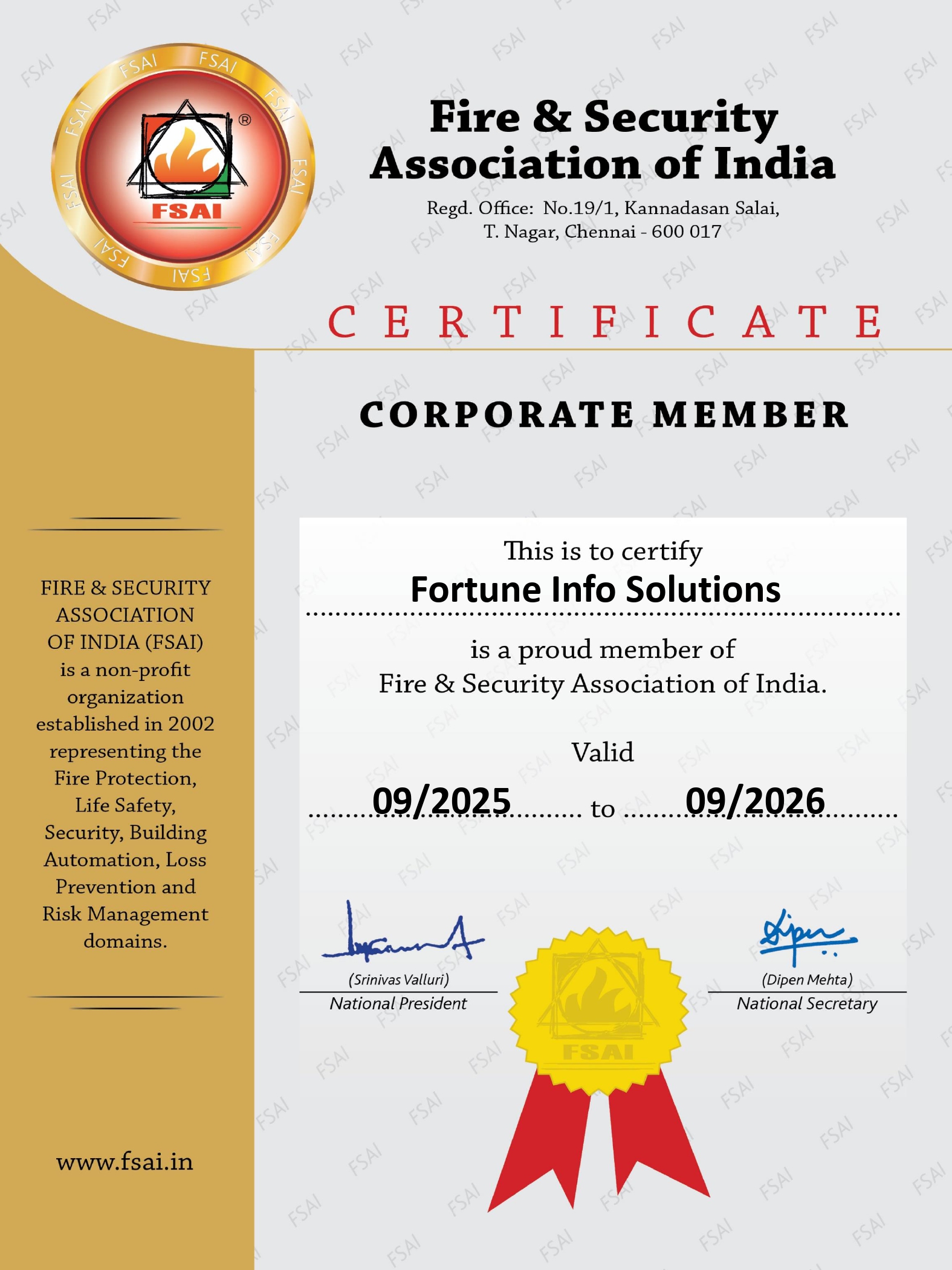Fire & Security Association of India (FSAI) Member
